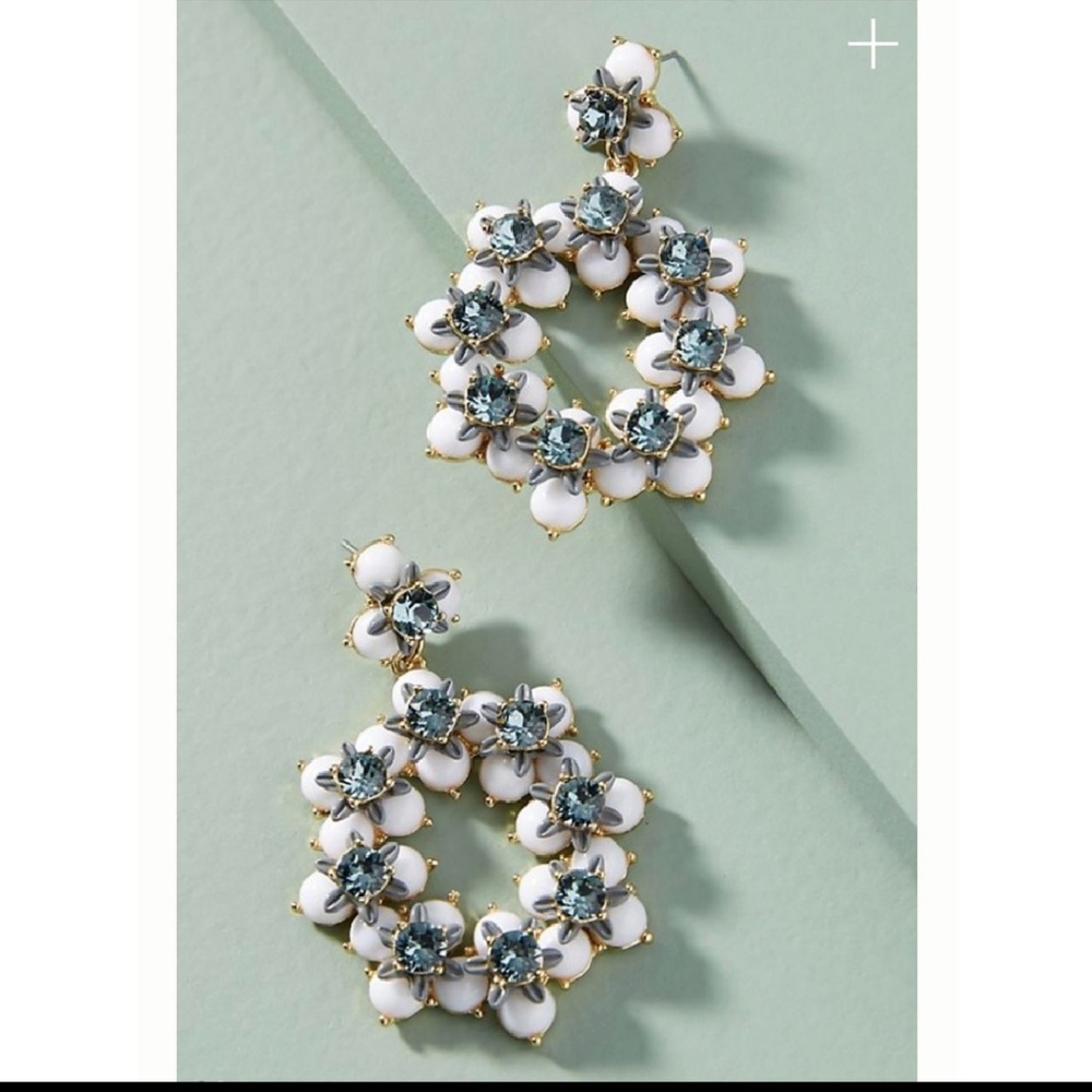 Anthropologie Floral Hoop Earrings